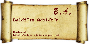 Balázs Adolár névjegykártya